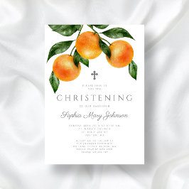 Elegante Botanical Girl Christening Einladung
