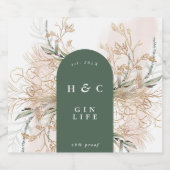 Elegante Botanicals Gold Eukalyptus Moderner Gin A Alkoholflaschenetikett (Einzelnes Label)