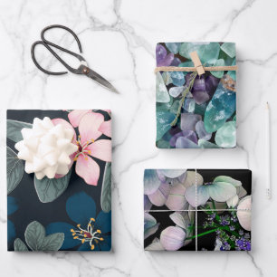 Elegante Botanik Geschenkpapier Set