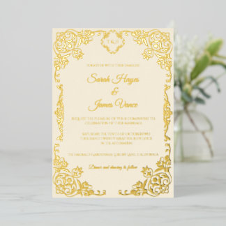 Elegante Botanik mit echtem Goldfolie Folieneinladung