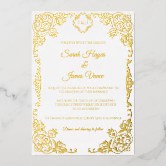 Elegante Botanik mit echtem Goldfolie Folieneinladung