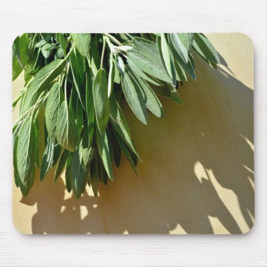 Elegante botanisch-grüne Kräuter Blätter Salbei Mousepad (Vorne)