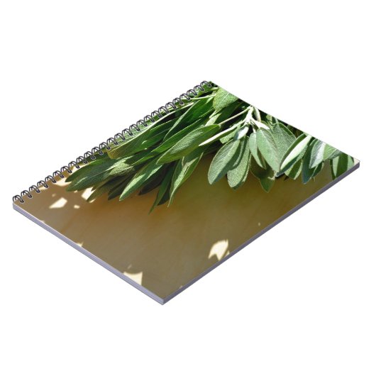 Elegante botanisch-grüne Kräuter Blätter Salbei Notizblock (Linke Seite)