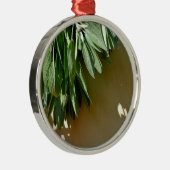 Elegante botanisch-grüne Kräuter Blätter Salbei Silbernes Ornament (Rechts)