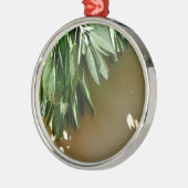 Elegante botanisch-grüne Kräuter Blätter Salbei Silbernes Ornament (Links)