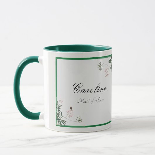 Elegante botanisch-rosa Blossom Bridesmaid Tasse (Links)