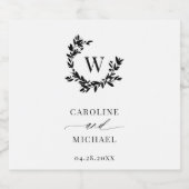 Elegante Botanische Anfangsmongramm-Hochzeit Bierflaschenetikett (Einzelnes Label)