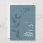 Elegante Botanische Aquamarine Blaue Minimalistisc Einladung (Vorderseite)