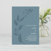 Elegante Botanische Aquamarine Blaue Minimalistisc Einladung (Stehend Vorderseite)
