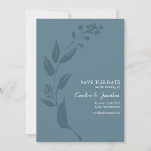 Elegante Botanische Aquamarine Blaue Minimalistisc Save The Date