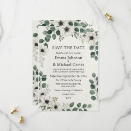 Elegante botanische Aquarell-Hochzeit Save-the-Dat Save The Date