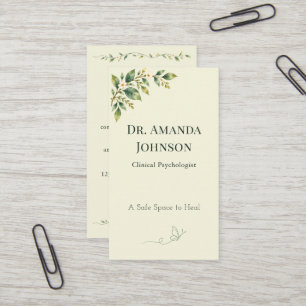 Elegante botanische Aquarell-Psychologin Visitenkarte