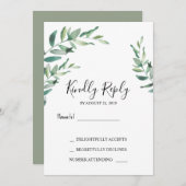 Elegante botanische Aquarellfarben-Blätter Hochzei Einladung (Vorne/Hinten)