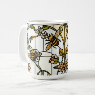 Elegante botanische Art Nouveau-Bienenverglasung Kaffeetasse