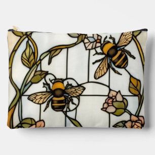 Elegante botanische Art Nouveau-Bienenverglasung Zubehörtasche