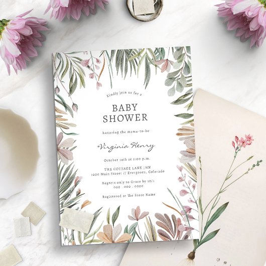 Elegante botanische Babydusche Einladung