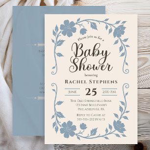 Elegante botanische Babyparty-Einladung Blue Sage Einladung