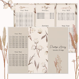 Elegante Botanische Baumwolle Rosa Trifold Broschü
