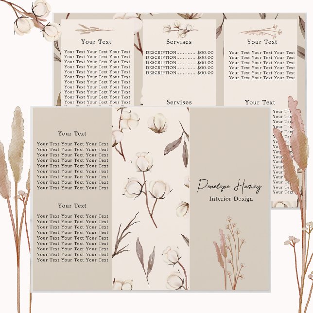 Elegante Botanische Baumwolle Rosa Trifold Broschü (Von Creator hochgeladen)