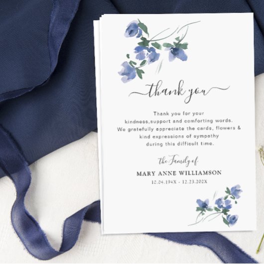 elegante botanische Beerdigung, vielen Dank Dankeskarte