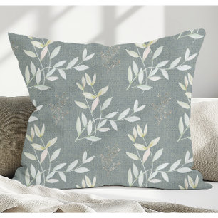 Elegante botanische Blätter auf Holzwerkstoffen Kissen
