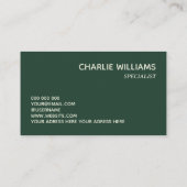 Elegante botanische Blätter dunkelgrün Visitenkarte (Rückseite)