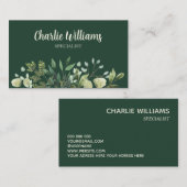 Elegante botanische Blätter dunkelgrün Visitenkarte (Vorne/Hinten)