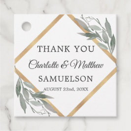 Elegante botanische Blätter Gold Wedding DANK Geschenkanhänger