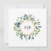 Elegante botanische Blätter Hochzeit Einladung (Rückseite)