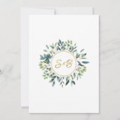 Elegante botanische Blätter Hochzeit Einladung (Rückseite)