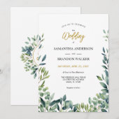 Elegante botanische Blätter Hochzeit Einladung (Vorne/Hinten)