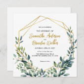 Elegante botanische Blätter Hochzeit Einladung (Vorne/Hinten)