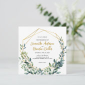 Elegante botanische Blätter Hochzeit Einladung (Stehend Vorderseite)