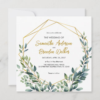 Elegante botanische Blätter Hochzeit Einladung