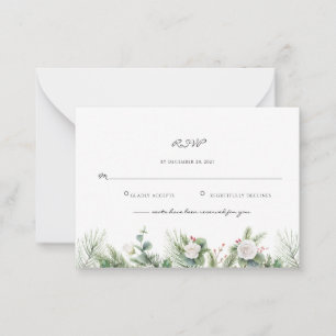 Elegante botanische Blätter Hochzeit RSVP Mitteilungskarte