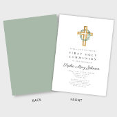 Elegante botanische Blätter kreuzen Erste Kommune Einladung