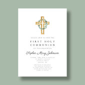 Elegante botanische Blätter kreuzen Erste Kommune Einladung