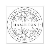 Elegante botanische Blätter Nachname Rücksendeadre Permastempel (Design)