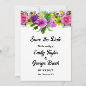 Elegante botanische Blume Blumenhochzeit Save The Date (Vorderseite)