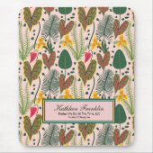 Elegante botanische Blume Grünpflanzen Mousepad (Vorne)