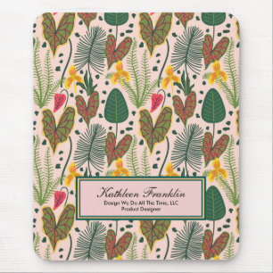 Elegante botanische Blume Grünpflanzen Mousepad