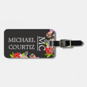 Elegante botanische Blume Mit Monogramm Gepäckanhänger (Vorderseite horizontal)