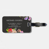 Elegante botanische Blume Mit Monogramm Gepäckanhänger (Rückseite horizontal)