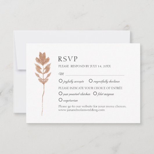 Elegante botanische Blume. Moderne Hochzeit RSVP Karte (Vorderseite)
