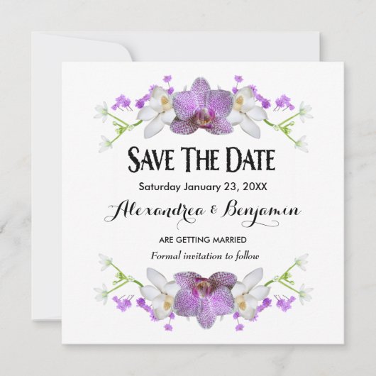 Elegante botanische Blume Wasserfarbe Save The Date (Vorderseite)