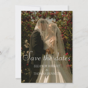 Elegante botanische Blumen-Foto-Save-the-Date-Kart Save The Date
