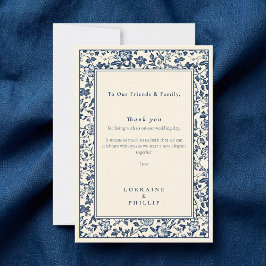 Elegante Botanische Blumenhochzeit Dankeschön Kart Dankeskarte