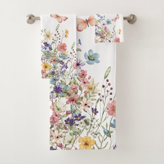 Elegante Botanische Blumenmuster Badhandtuch Set (Insitu)