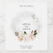 Elegante botanische Blumenrahmen Hochzeit Weinetikett (Einzelnes Label)