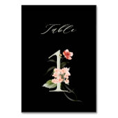 Elegante botanische Blütennummer 1, schwarz Tischnummer (Rückseite)